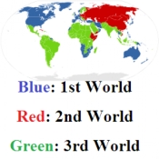 Blue REd first world second world